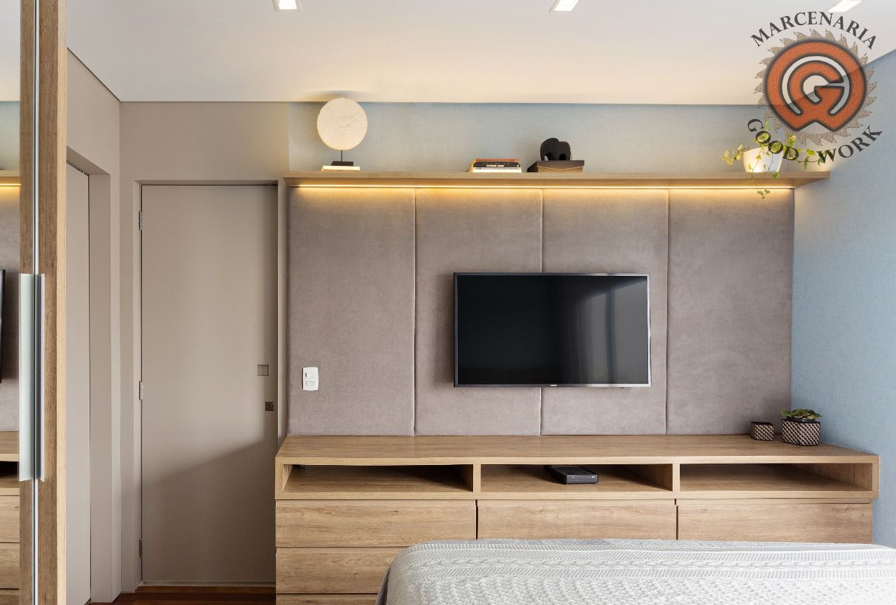 Painel para TV-Sob Medida-Mdf Carvalho Mel-Marcenaria Good Work-Fotos Profissionais-3 -compress.jpeg